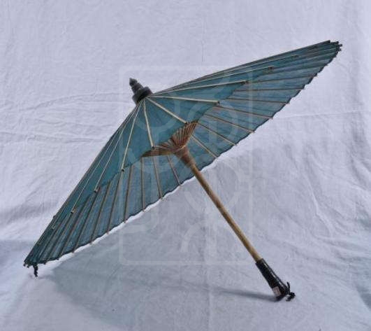 木柄绿绸伞